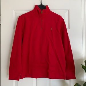 Polo by Ralph Lauren Men's Red Cotton Sweater Quarter Zip Pullover Size M